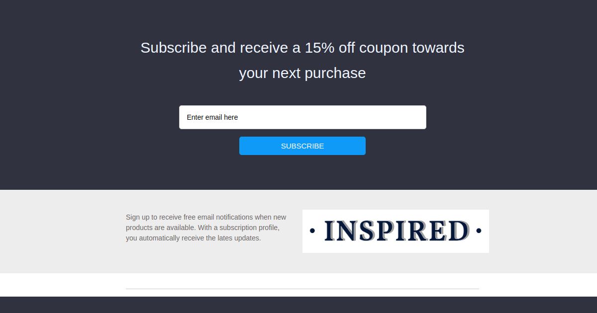 Subscription landing page