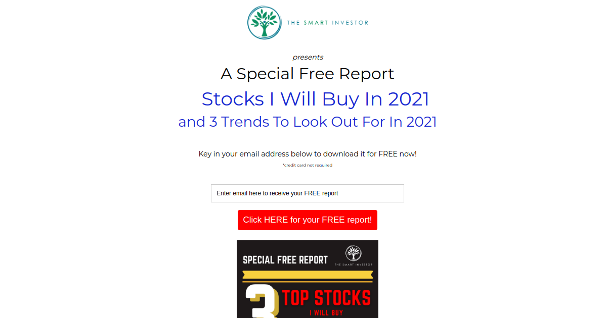 Special Free Report: 3 Top Stocks I Will Buy in 2021 - The Smart Investor