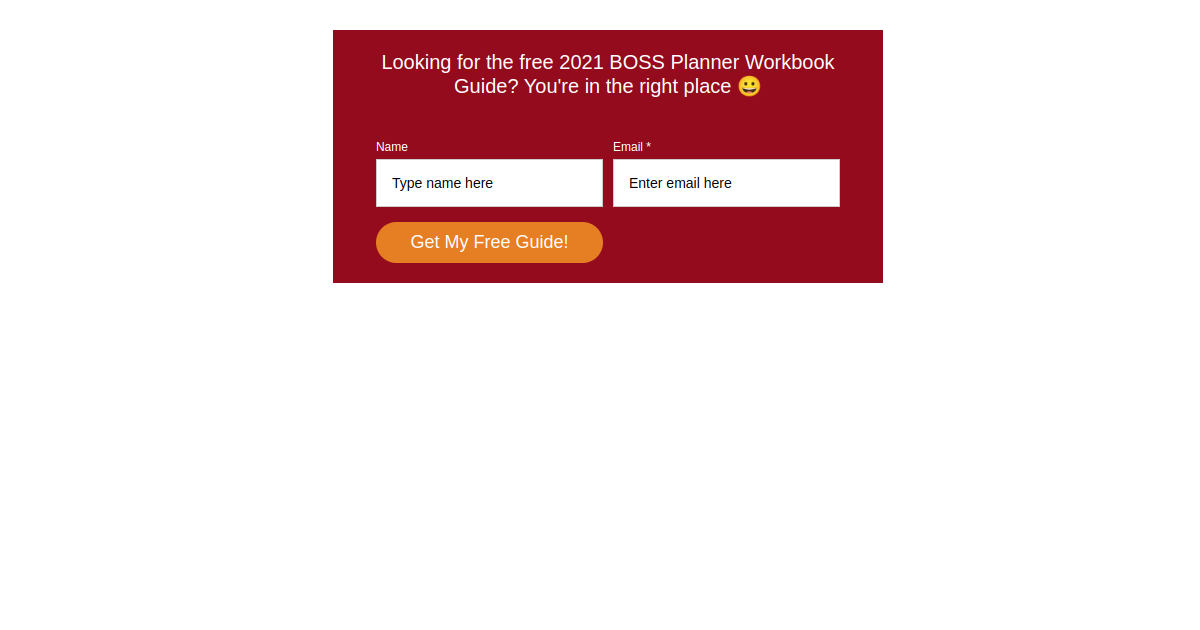 Free 2021 BOSS Planner Workbook Guide