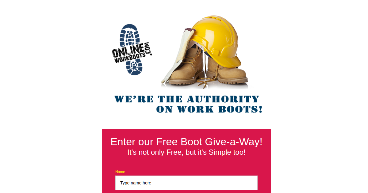 BootGiveaWay Landing Page
