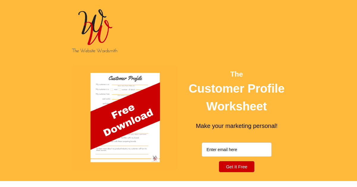 Customer Profile Worksheet – The Website Wordsmith